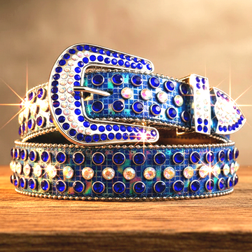 Blauer und chromatischer Strass mit blauem Riemen Strassgürtel
