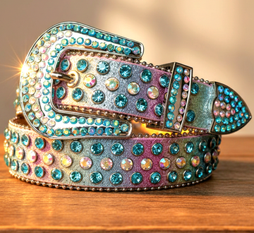Blauer und chromatischer Strass mit rosafarbenem chromatischem Strassgürtel