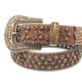 Decorative belt with gold studs on a white background