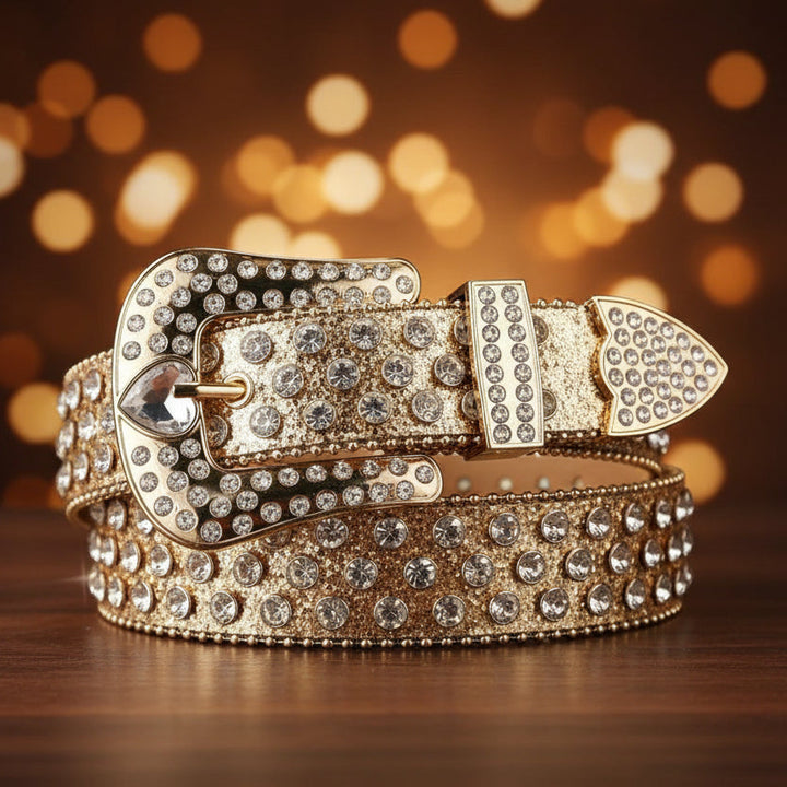 Gold Rhinestone Belts – Bold Shine, Glam Fit, Free U.S. Shipping