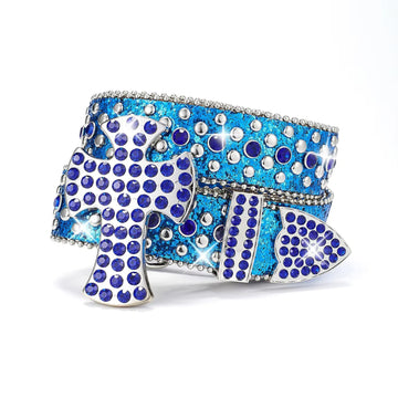 Blue Cross Buckle Rhinestone Belt